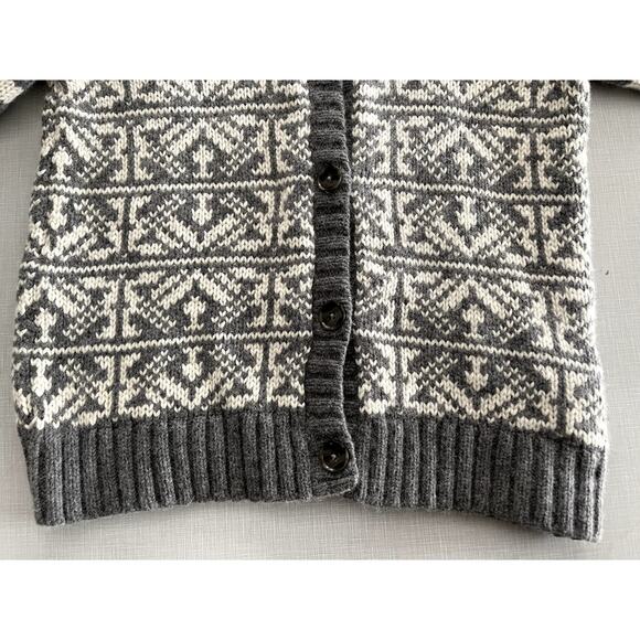 Gap Sz L Shawl Collar Cardigan Sweater Gray Lambswool Nordic Festive Holiday Ski - Picture 5 of 13